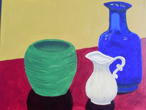 Still Life #1 from my painting class, acrylic on 14" x 18" canvas