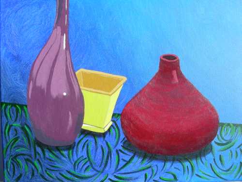 Still Life #2 from my painting class, acrylic on 14" x 18" canvas